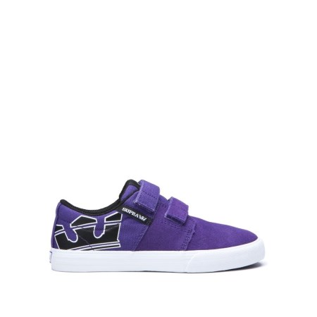 Supra Stacks II Vulc Velcro Kids Low Tops Shoes Purple UK 68ACQ